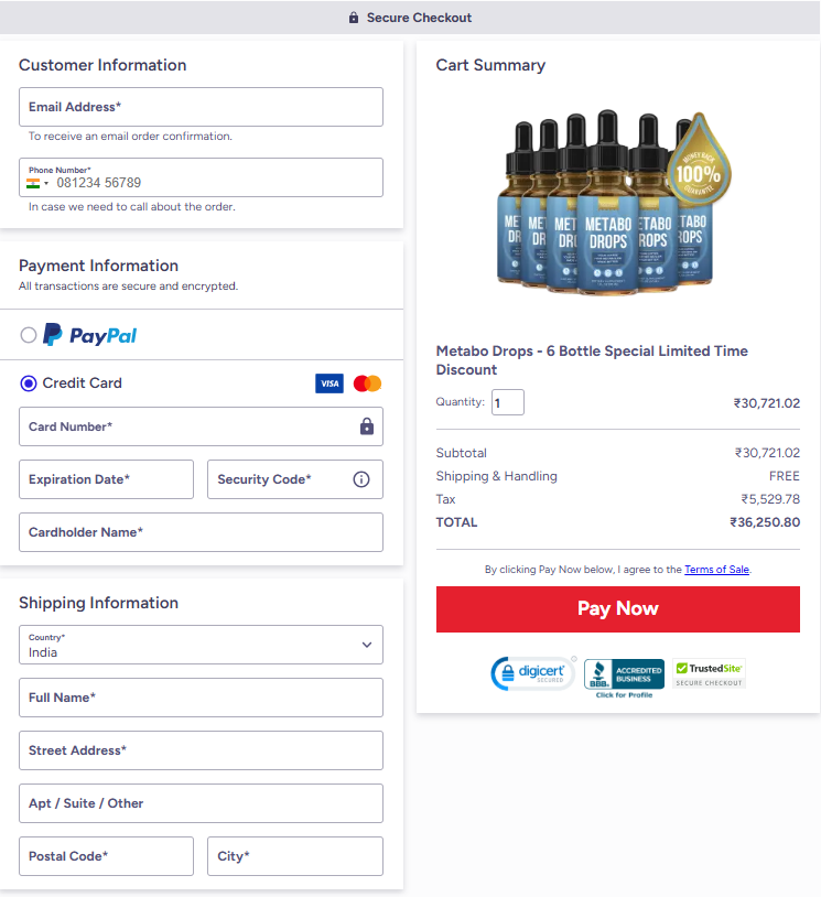 Metabo Drops-Checkout